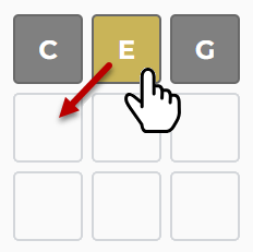 Screenshot of chordle illustrating how to use a tile in the grid as a key.