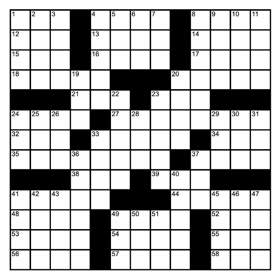 Image of a american style crossword puzzle