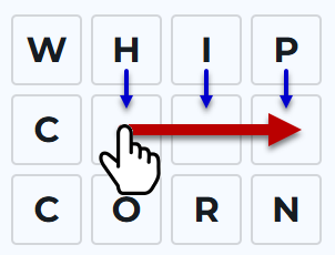 Illustration of filling the rest of the word by swiping right
