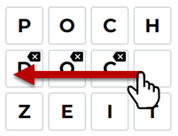 Darstellung des Löschens eines Wortes durch Wischen nach links